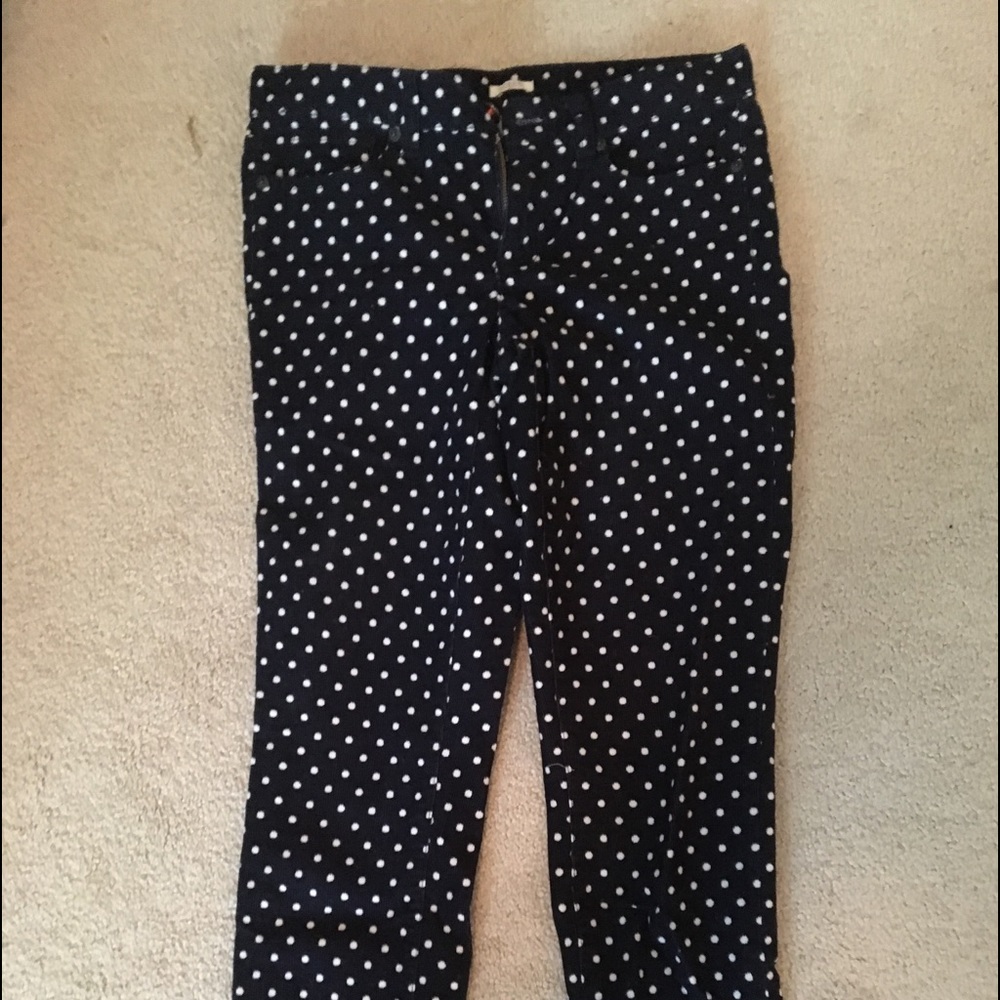 Blue and white j crew toothpick pants